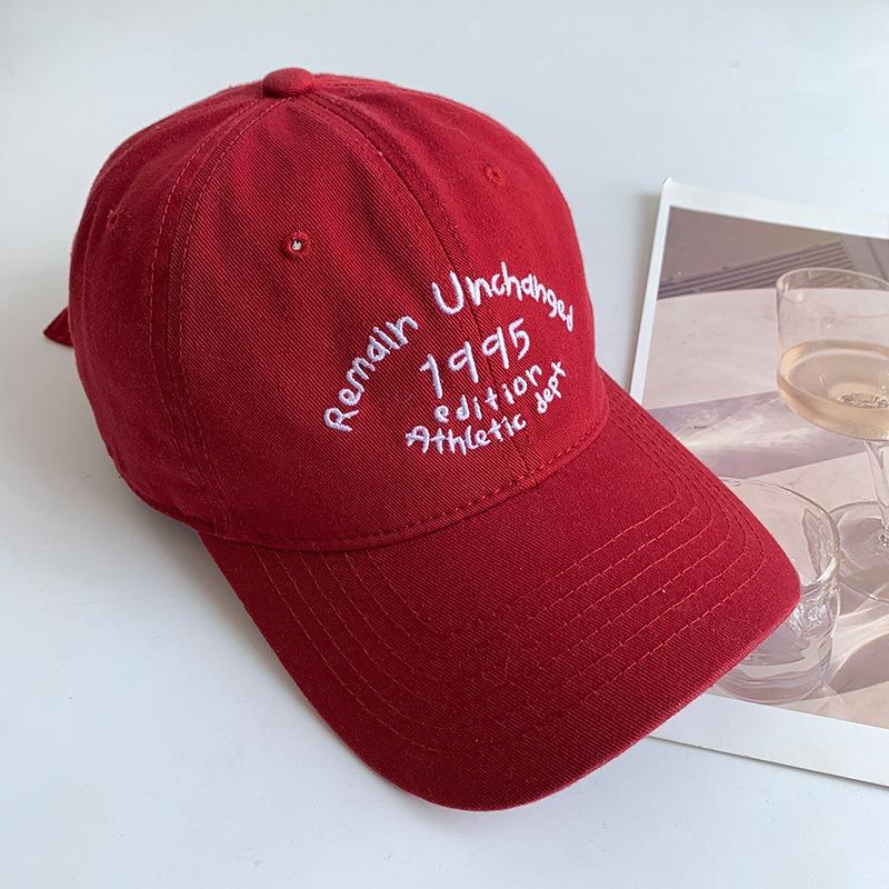 Hat Female peaked cap Deepened and widened face Small soft top baseball cap Men's versatile letter embroidered sun hat