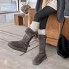 Genuine leather two-wearing snow boots women's 2025 new winter thick bottom heightening, piling and thickening, warm, tall snow cotton