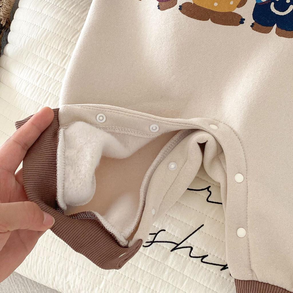 Baby Cartoon Jumpsuit Winter Korean Children's Clothing Baby Super Cute Thick Baby Clothes Home