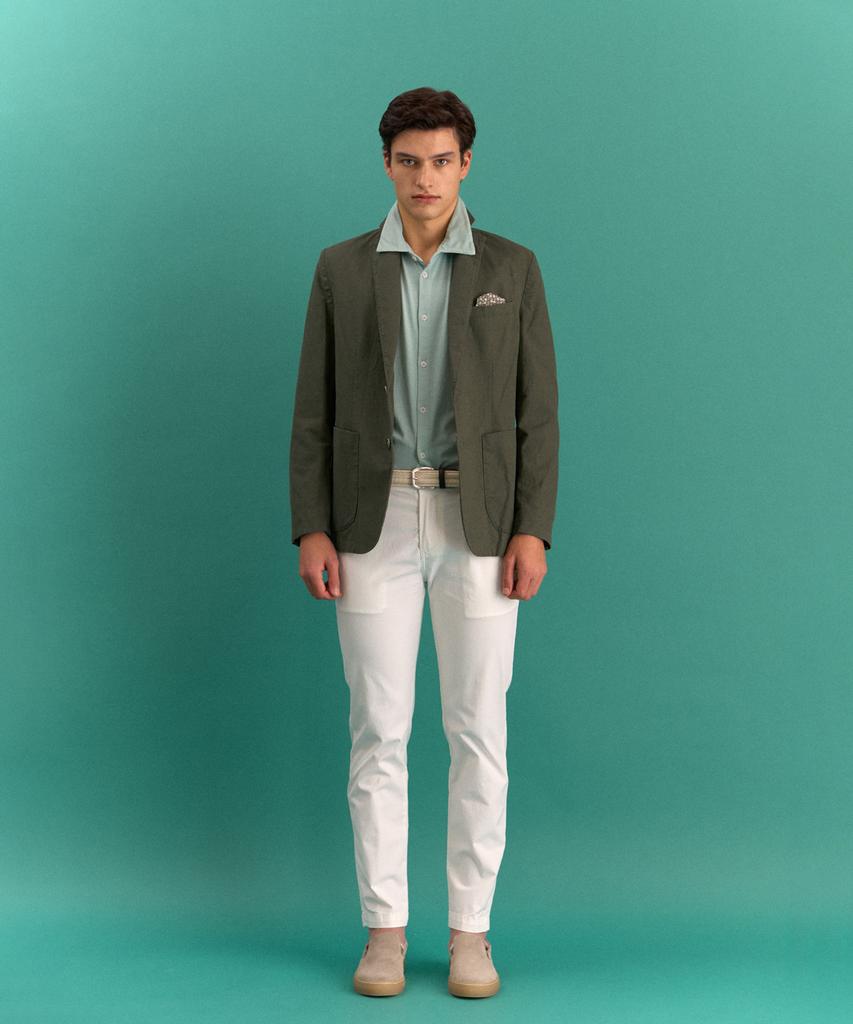 PANICALE White Regular Slim Fit Cotton Pants (Type A)
