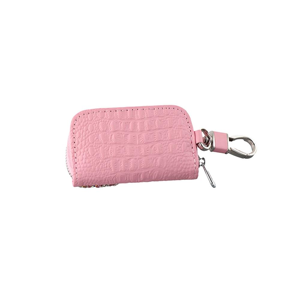 Support de clé de voiture Fleur en cuir Étui de rangement Porte-clés en cristal Housse de clé Accessoires de voiture