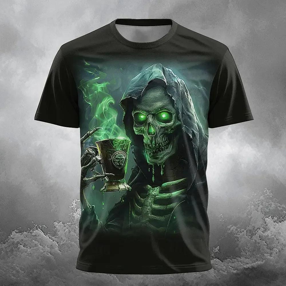 Horror Skull 3D Print Sport Quick-dry Breathable Men T-shirt Halloween Cosplay Party Harajuku Street