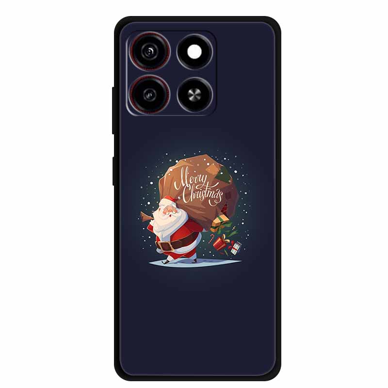 Christmas Cover For ZTE Blade A35 A55 Case Black Silicone Cases for ZTE Blade A55 Cartoon Santa Claus Christmas Tree Back Cover