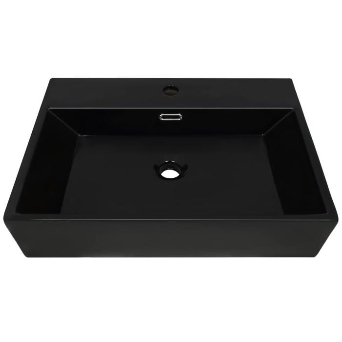 VidaXL Ceramic Black Washbasin with Tap Hole 60.5x42.5x14.5 Cm Sink 142742