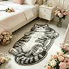 Rutschfester Heimdekor-Teppich Leicht zu reinigen Cartoon-Teppich Hochwertiger Katzenförmiger Läufer Schlafzimmer