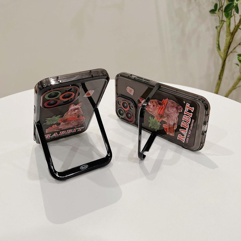 Radish Rabbit Shell For Iphone 13 14 Pro Max 11 12 Promax Stand Holder Cartoon Bunny Ins Protector Phone Case Conque