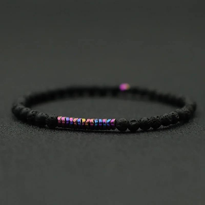 Bracciale in Pietra Naturale Uomo Donna 4mm Bracciale con Perline Piccole Bracciale Meditazione Yoga Occhio di Tigre Mappa Brazalete Pulseira