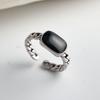 Xiaomi 925 Sterling Zilveren Ringen voor Vrouwen Koppel Minimalistisch Handgemaakt Eenvoudige Zwarte Steen Ring Fijne Sieraden Cadeau Voorkom Allergie