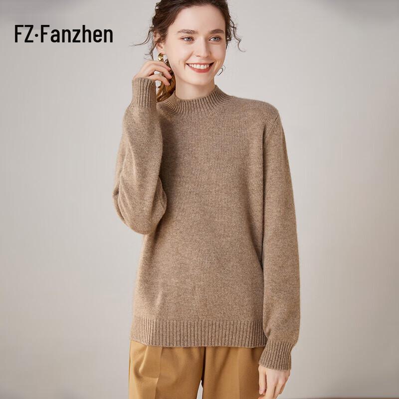 Fanzhen Women's Thickened Half-High Neck Cashmere Blend Sweater