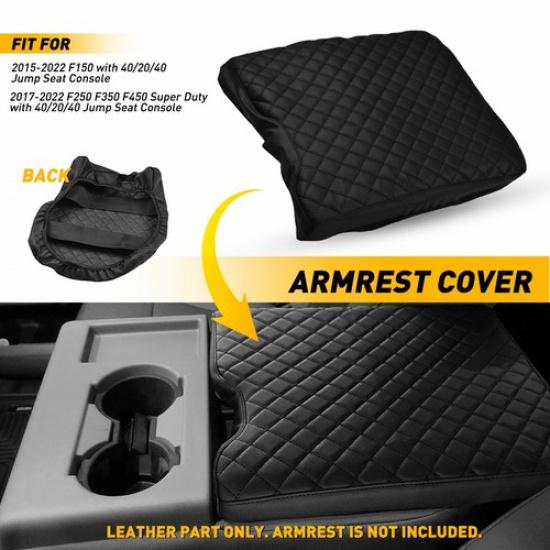 For Ford F150 2015 16- Jump Seat Center Console Armrest Lid Cover Leather EA