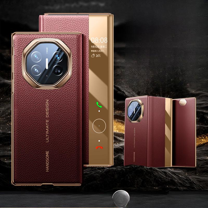 Suitable for Huawei Materialxt Mobile Phone Case Triple Folding Smart Window Magnetic Absorption Anti-fall Business Leather Case