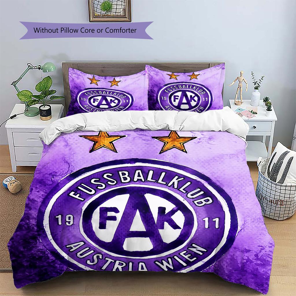 Rakousko Vídeň Fotbalový tým Odznak Vzor Povlečení Domácí Dekorace Narozeninový Dárek (1 * povlak na peřinu + 2 * povlak na polštář, bez jádra)