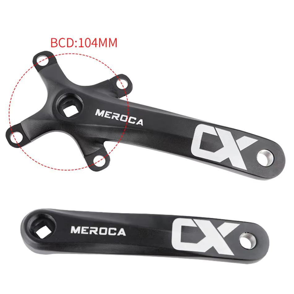 MEROCA Kliky na kolo Převodník 104BCD MTB Kolo Kliky Hliníková Slitina s Klíčem 170mm Černý 32/34/36/38/40/42T