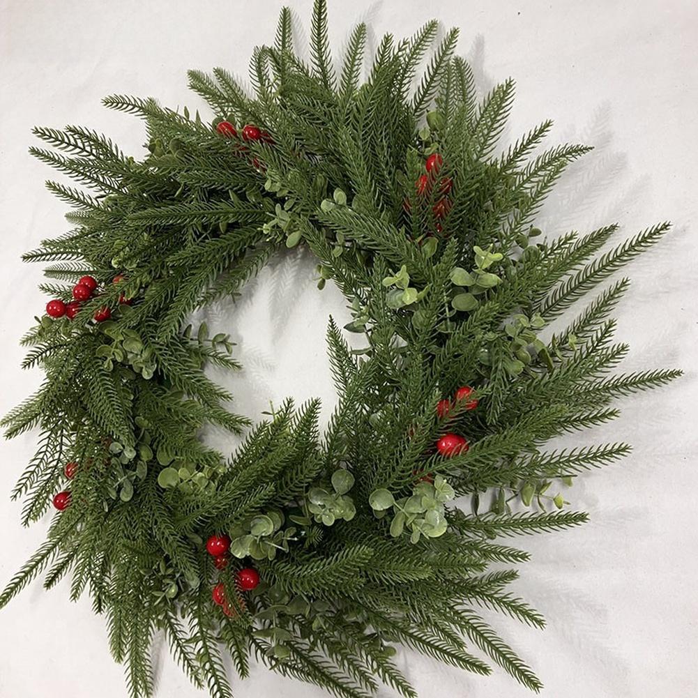 

Artificial Norfolk Pine Christmas Wreath with Red Berries Heart Shape Greenery Holiday Decoration 45cm Lightweight China Mainland