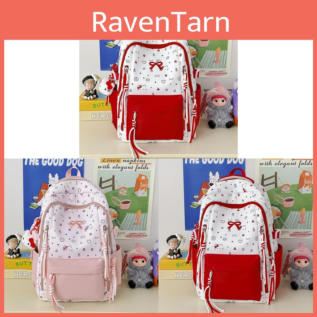 Cartoon Butterfly Knot Backpack For Girls With Large Capacity And Print Pattern