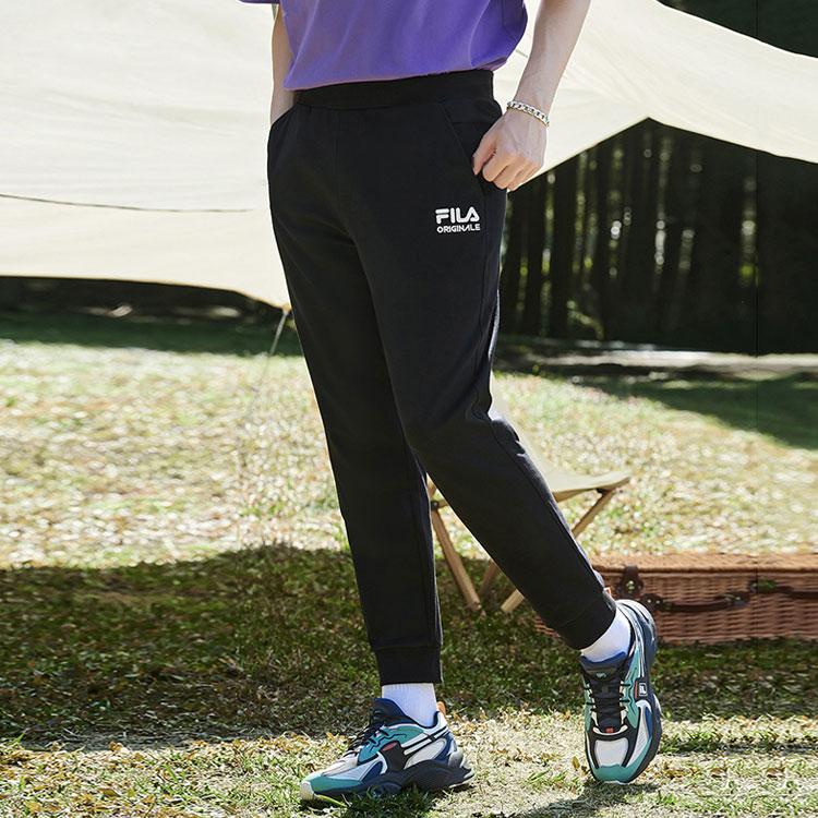 FILA Solid Color Casual Fashion Knitted Sports Pants Men bottoms Black F11M229604FBK