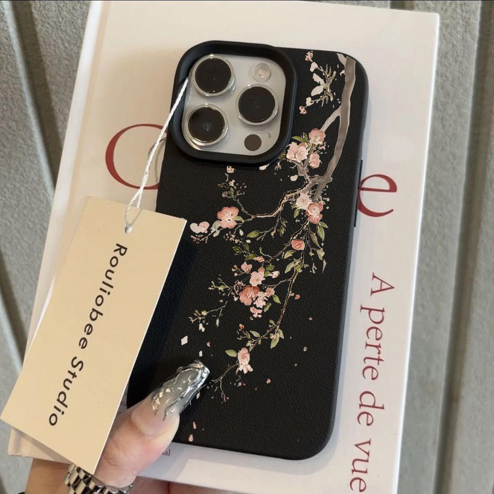 HOT Cool Flower Peony Luxury Lichee leather pattern Phone Case For iPhone 17 16e 16 15 14 13 12 11 Air Pro Max Plus X XR XSMax
