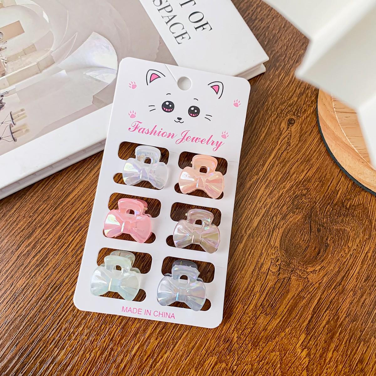 

6 шт./набор Милые маленькие заколки-крабики для волос для девочек и детей, разноцветные, с цветами и милыми бантиками, заколки для волос, шпильки, детские аксессуары для волос