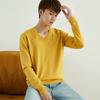 Autumn and Winter V-neck Round Neck Men's Knit Sweater Simple Wind Wild Color Pure Color Pullover Sweater Bottoming Business Sweater