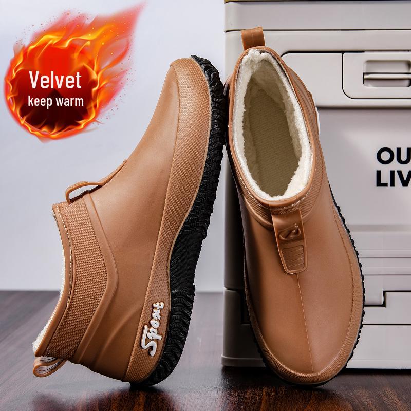 Women's Waterproof Non-Slip Low-Top Rain Boots, Thick-Soled Wear-Resistant Rubber Shoes for Camping & Kitchen.