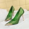 Fashion Luxury Satin Design Women Pumps Sexy Pointed Toe Metal Decoration Thine High Heels Elegant Banquet Mules Shoes for Women Tacones