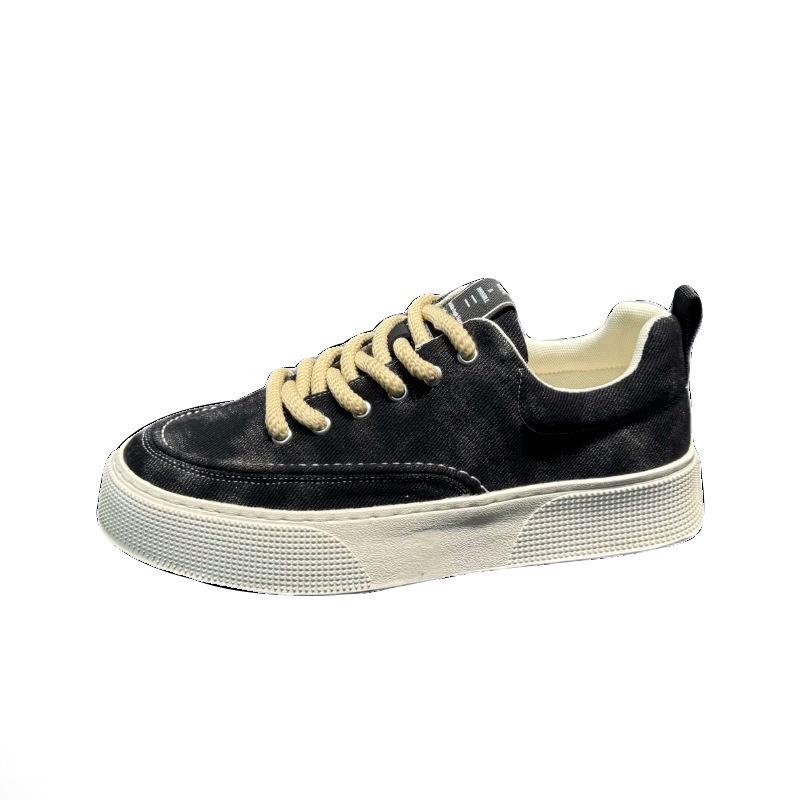 Trendy Tie-dye Canvas Shoes Thick Sole Men's Casual Single Shoes Lightweight Large Size Students Commuting for Class Men's Shoes