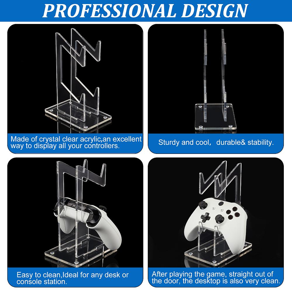 1set 2-Tier Transparent Acrylic Game Controller Display Stand Holders Controllers Desktop Organizer Stands Clear 9~19.5x9~13.9x0.45~0.75cm