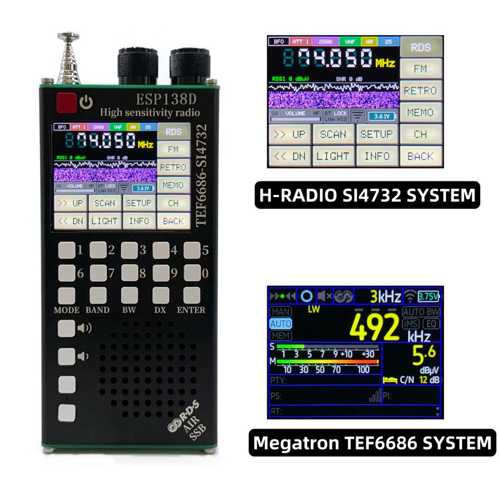 TEF6686 SI4732 Dual Chip Full Band Receiver Radio Handheld Radio with BT for DX Listening Emergency & Aviation Monitoring