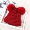 Knitted Hat Children Winter Adult Thickened Plush Double Hairball Pullover Hat Warm Cute Wool Hat Men
