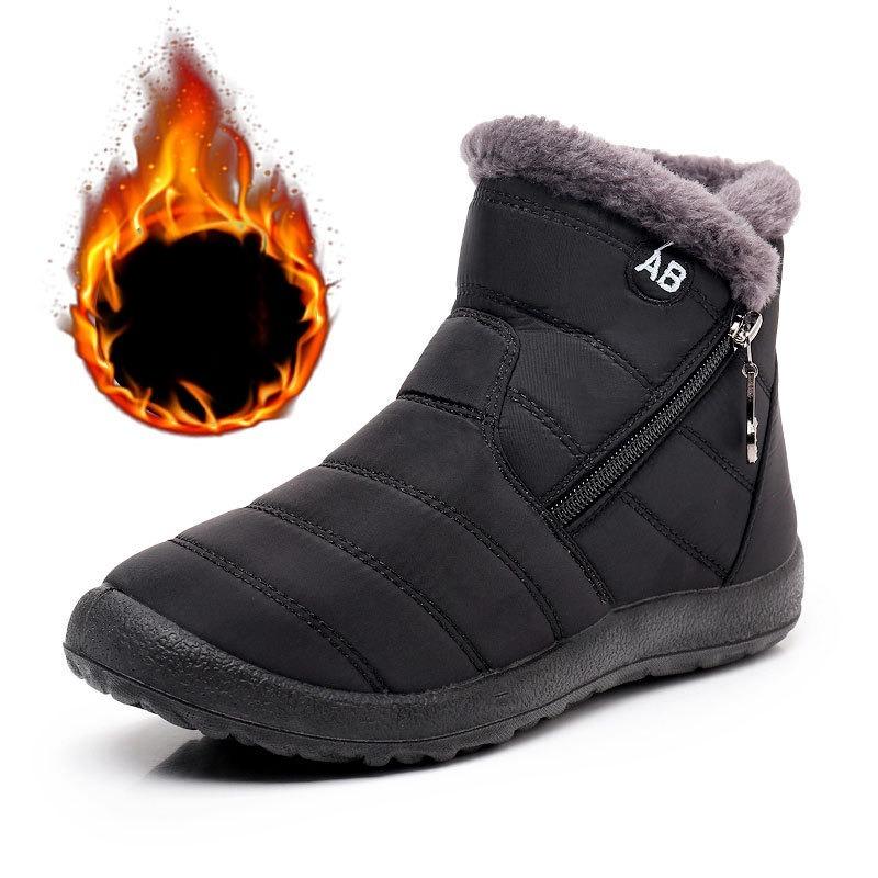 Cotton Shoes Women Winter Side Zipper Medium Help Warm Snow Boots Large Size Lightweight Padded and Thickened Cotton Boots Outdoor Winter Shoes