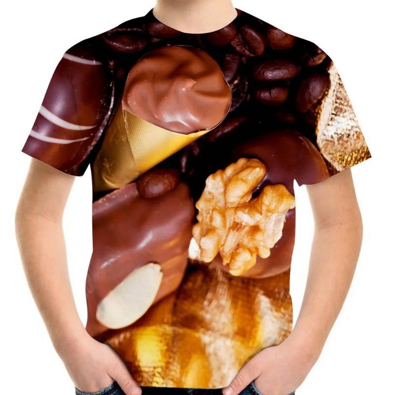 Children's Clothing T-Shirt for Girls Short Sleeve Boy Child Tee Tops Colorful Candy 3D Print Casual O-Neck Kids Summer Clothes