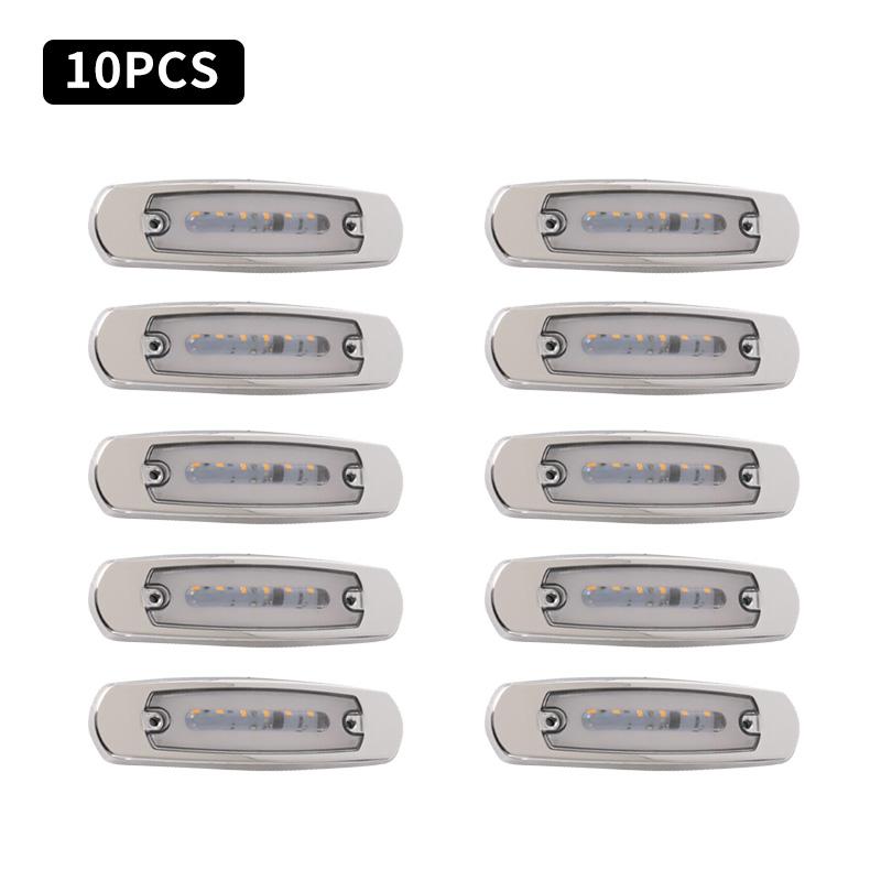 10pcs 12V 24V 12 LED Car Trucks LED Side Marker Lights For Truck Trailer Lorry Caravan Bus Van Boat Waterproof Clearance Light 10pcs white