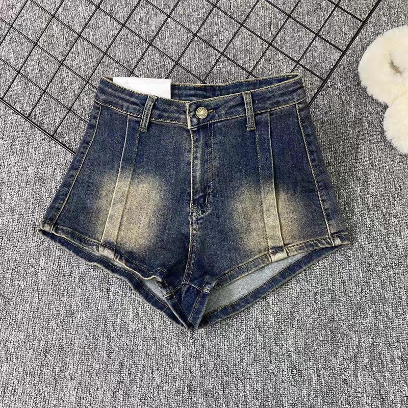 New Retro Jeans Women's Spring and Autumn Spice Girls Make Old Wide-leg Design Feeling High Waist Sexy Straight A-shaped Short Pants