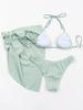 2025 Sexy Three-Piece Bikini Swimsuit with Mesh Skirt for Women