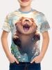 Cute Capybara Pattern Children's Clothing, Girls' Short-sleeved T-shirts, Loose-fitting Pullovers, Boys' Casual T-shirts.
