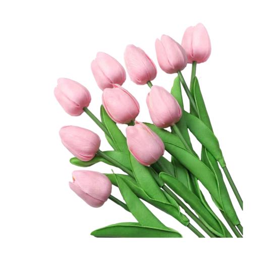 10 Pcs Artificial Tulip Flowers Faux PU Tulip Bouquet with Long Stem Real Touch Flower Arrangement for Wedding Table Centerpiece Mother's Day Spring