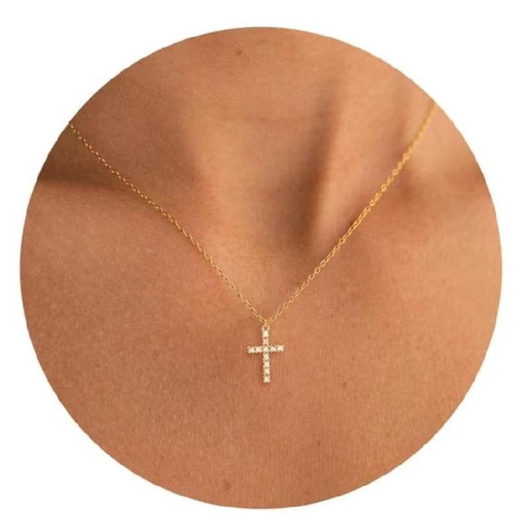 Fashionable Diamonds Stainless Steel Crosses Choker Necklace Pendant with Elegant Designs Jewelry Accessory for Girls