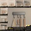Kitchen Wall Hook Rack With Space Aluminum Material For Kitchen Organization And Utensil Storage