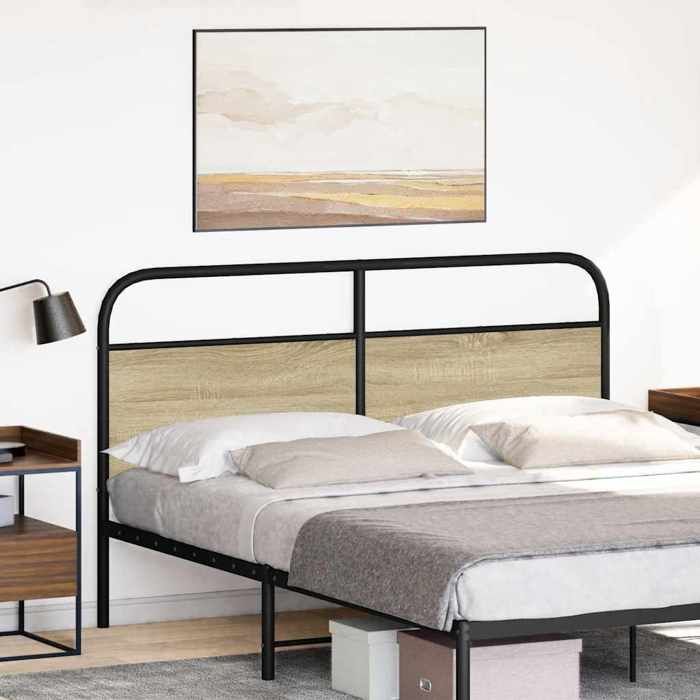VidaXL Tête de lit chêne sonoma 160 cm acier et bois d'ingénierie, tête de lit pour lit double, meuble de chambre à 4100293