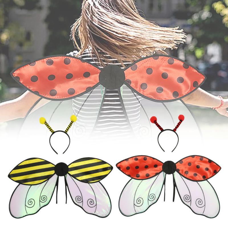 Costume Halloween Wings Headband Red Ladybug Yellow Bee Holiday Party Dress Up