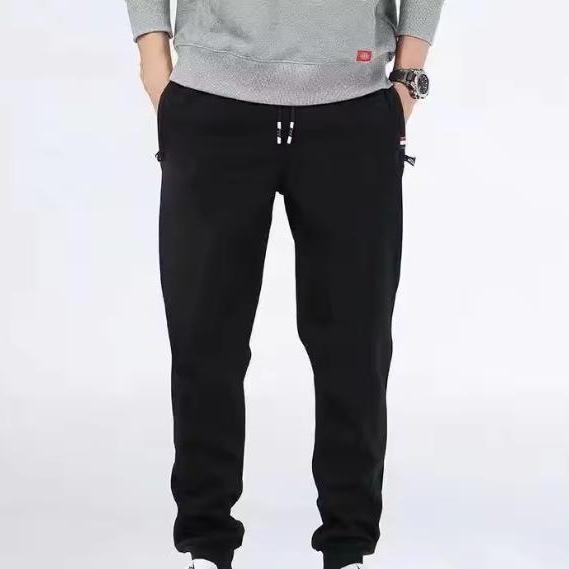 Winter Men's Cotton Tight Track Pants Fleece-Lined Thick Lambskin Knitted Sweatpants Casual Pants Men's Factory Direct Supply