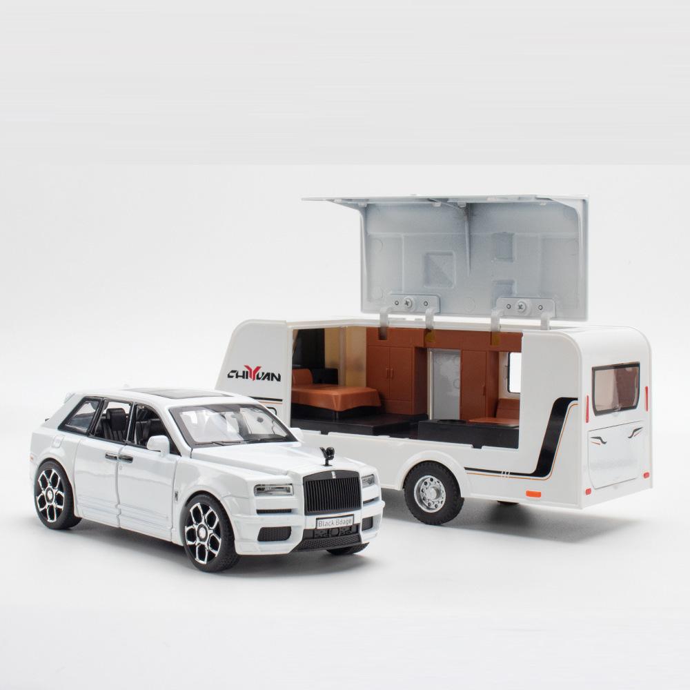 1:32 Scale Rolls Royce Cullinan RV Car Models Alloy Diecast Toys Pull Back 6 Doors Opened Camping Vehicle Toy for Kids Presents