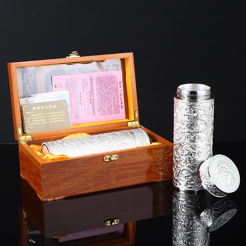 

Jiulong Silver Cup, Health Preservation, 999 Foot Silver Inner Container, Relief, Silver Cup, Insulated Cup, Tourist Souvenir, Gift