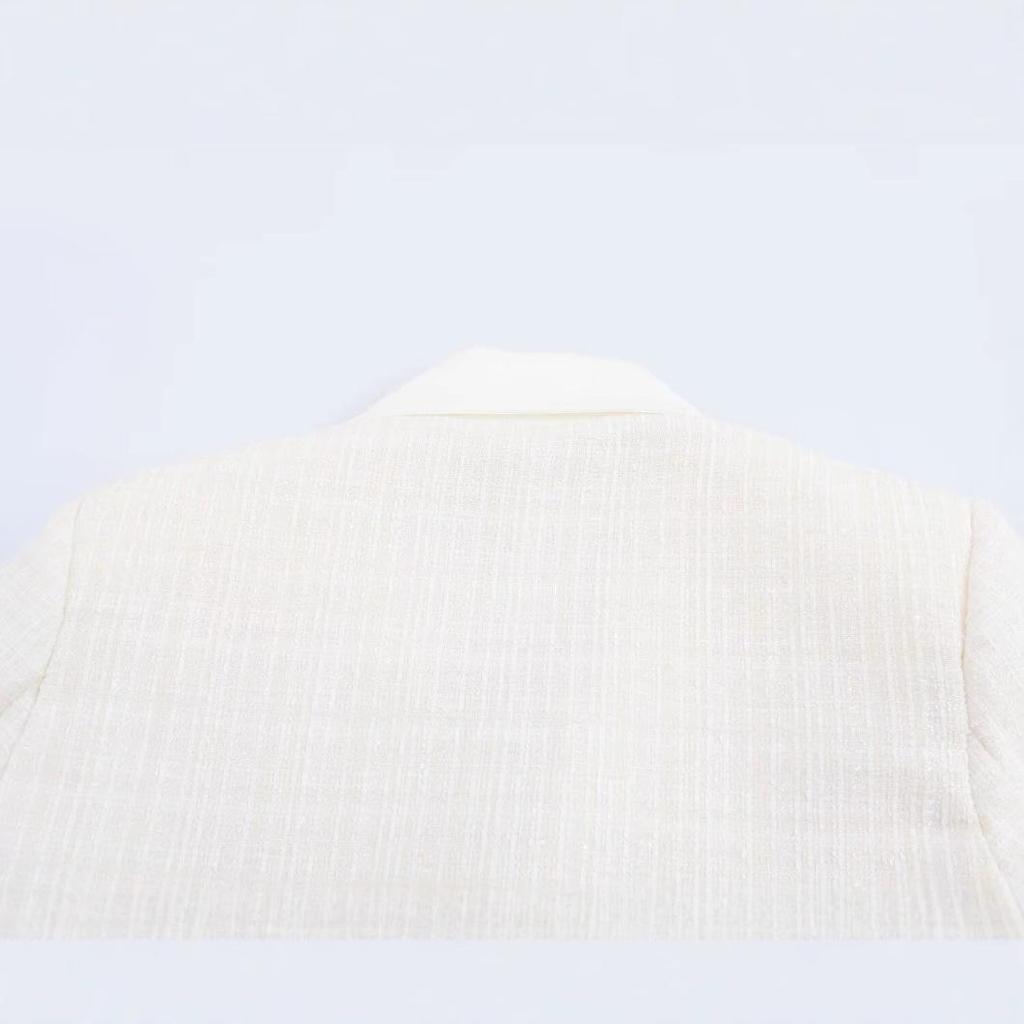 2025 Spring Women's European & American Double-Breasted Wool Suit Jacket