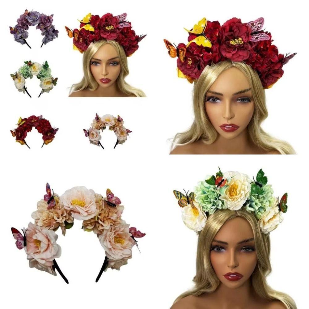 Butterfly Headdress Floral Crown Hair Hoop Cosplay Fairy Headband  Bride Hair Accessorie