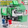 Garbage Truck Toys for Boys, 12" Big Trash Truck with Lights and Sounds, Friction Powered Waste Management Recycling Toy Set with 4 Trash Cans and