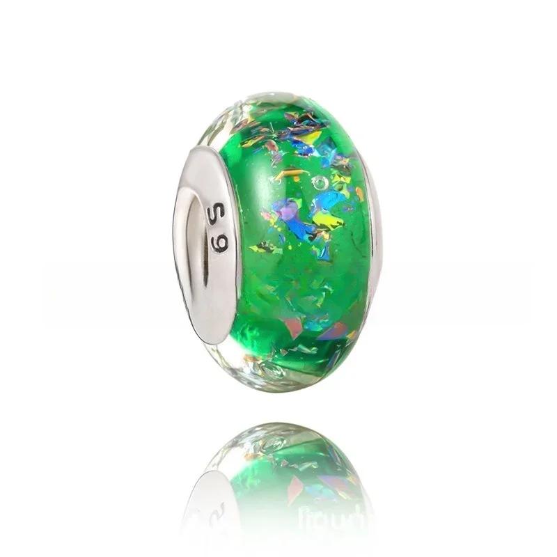 Nouveau Charm Original en Verre de Murano Cuivré Charm Flocons de Neige Étoiles Arc-en-Ciel Coloré Pour Bracelet DIY Bijoux pour Femmes