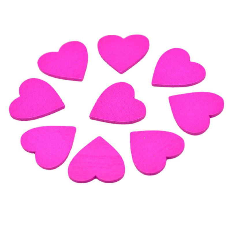 18mm Wooden Heart Chips, 100pc Pack - Colored Wedding & Festival DIY Decorations