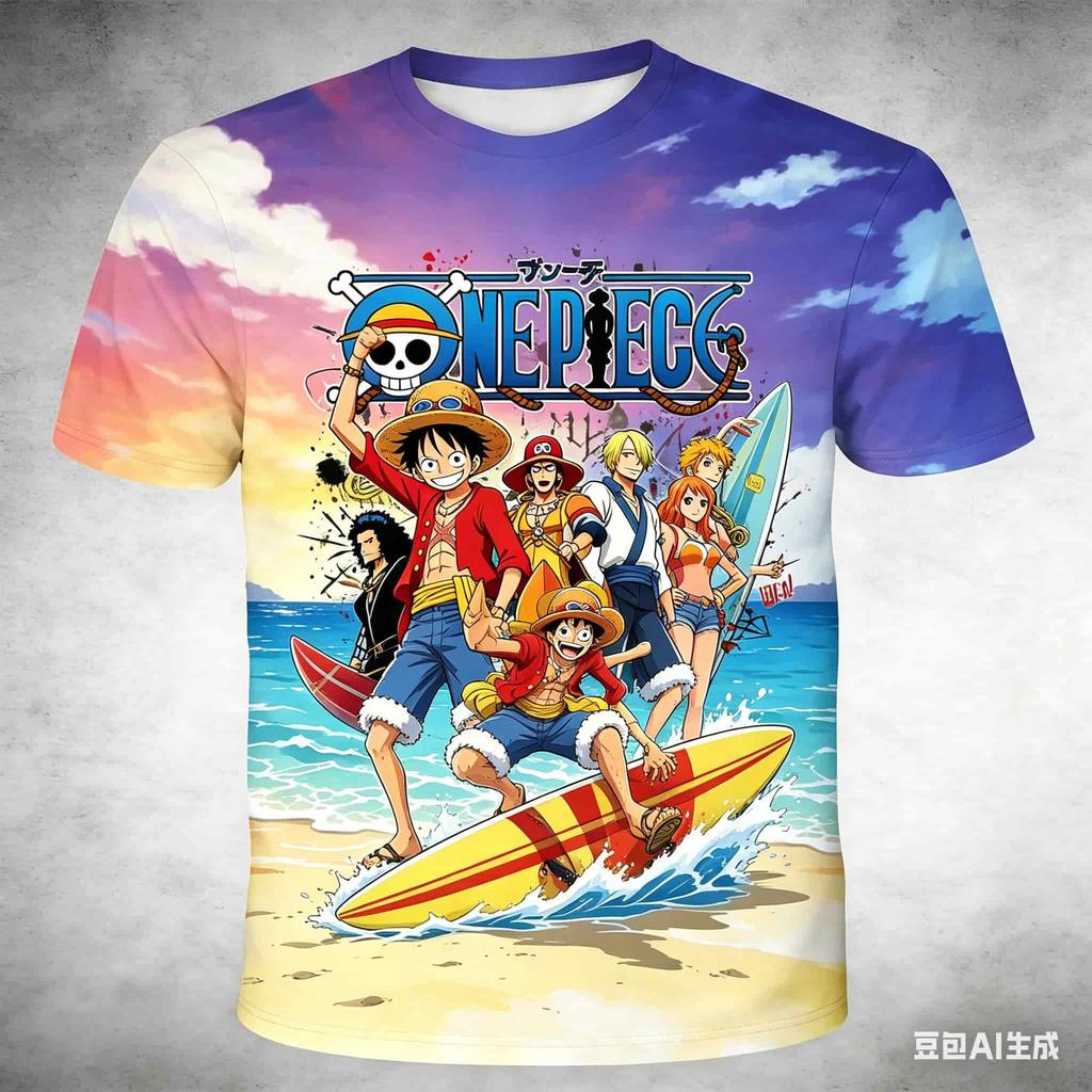Summer 3D One Piece Pirates of The Caribbean Streetwear in Harajuku - Y2K Style Quick-Drying Breathable Child T-Shirt