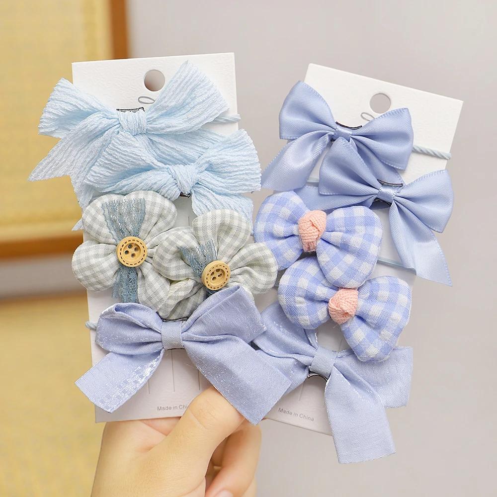 10Pcs/Set Big Bow Flower Elastic Hairbands Children Girls Sweet Hair Ties Headbands Hair Accessories Rubber Band For Kid